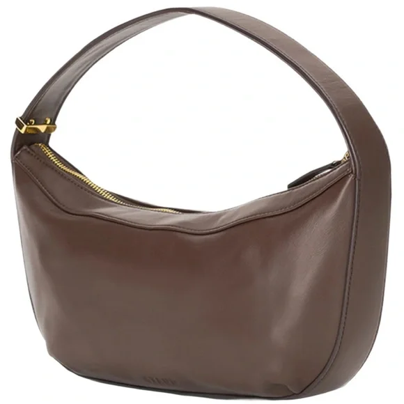 STAUD Demy Zip Leather Shoulder Bag Dark Espresso NWT - Picture 4 of 16